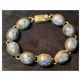 Sterling Silver and Blue Stone Link Bracelet Marke
