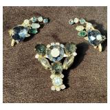 Rhinestone Jewelry Set With Brooch and Clip-On Ear