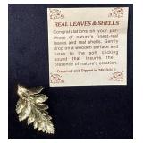 Gold-Dipped Real Leaf Brooch by Robyn Ann Jewelry
