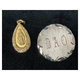 Gold-Tone Virgin Mary Pendant and Sterling Silver