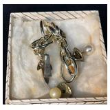 Gold-Tone Clip Earrings and Pearl Stud Earrings Se
