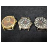 Three Wristwatches Sans Bands with Metal Cases