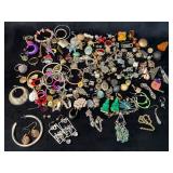 Large Assortment of Costume Jewelry Including Earr
