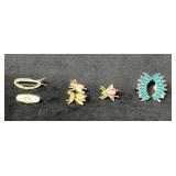 Vintage Brooches and Earrings with Enamel and Gems