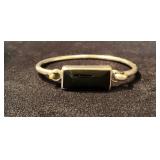 Sterling Silver Bangle Bracelet with Rectangular B