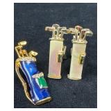 Golf-Themed Cuff Links and Pin in Gold-Tone with E