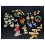 Holiday-Themed Brooches and Earrings