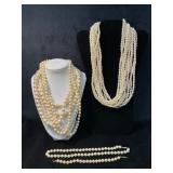 Pearl Necklaces and a Pearl Bracelet with Gold-Ton
