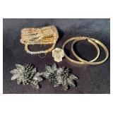 Jewelry Lot Featuring Bracelets, Earrings, and Hoo