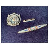 Three Vintage Decorative Brooches with Enamel and