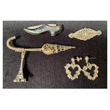Small Vintage Metal Items Including Knife, Earring