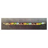 Gold Vermeil Bracelet with Multi-Colored Gemstones