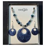 East 5th Blue Pendant Necklace and Earrings Set in