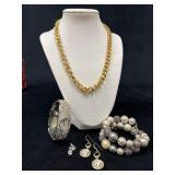 Gold-Tone Necklace, Memory Wire Bracelet, Bracelet