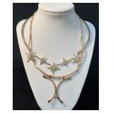 Gold-Tone Starburst and Double-Draped Necklace Set