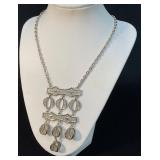 Silver-Tone Pendant Necklace with Chain and Dangle