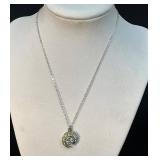Silver-Tone Chain Necklace with Crescent Moon Crys
