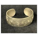 Kirk Pewter Daisy-Engraved Cuff Bracelet