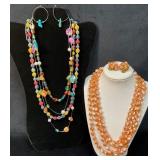 Multi-Strand Beaded Necklaces with Earrings