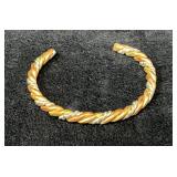 Tri-Colored Twisted Metal Open Cuff Bracelet