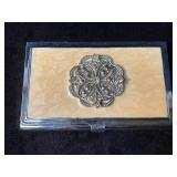 Ornate Decorative Card Case with Faux Gem Accents