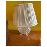 Crystal Lamp With Pleated Fabric Shade and Tripod