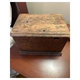 Primitive Wooden Box With Hinged Lid and Base