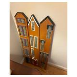 Decorative Wooden House Screen with Three Panels