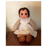 Vintage Doll With Lace Dress and Leather Shoes