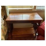 Oak Mission-Style Side Table with Bottom Shelf