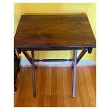 Wooden Folding Side Table With Turned Support Bar