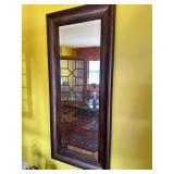 Rectangular Wall Mirror with Dark Wood Frame