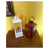 2 Decorative Lanterns Featuring White and Red Desi