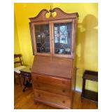 Federal-Style Secretary Desk with Glass Cabinet Do