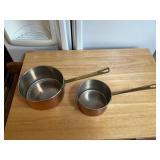 Two Copper and Brass Saucepans