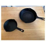 Two Cast Iron Skillets, 6-Inch Crofton and Unmarke