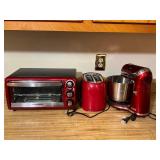 Red Kitchen Appliances: Toaster Oven, Toaster, and