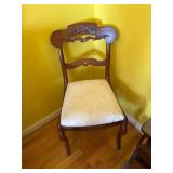 Carved Wooden Chair with Upholstered Seat