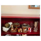 Shelf Lot of Miscellaneous Decor Including Figures