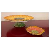 Sunflower Pedestal and Trivet Set, Made in Italy
