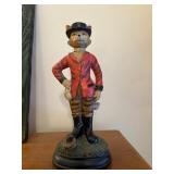 Fox Figurine with Red Jacket and Top Hat on Black