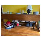 Long Drop Leaf Table with Turned Legs and Wooden C