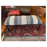 Upholstered Bench With Black and White Patterned F