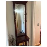 Hall Tree Wooden Standing Mirror With Decorative D