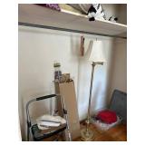 Closet Lot Featuring Assorted Items Including Lamp