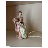 Porcelain Lady Figurine Table Lamp With Floral Det