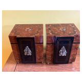 Hand-Painted Wooden Boxes with Swan Motif Handles