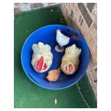 Blue Plastic Bucket Containing Assorted Chicken Fi