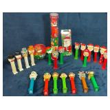 Christmas PEZ Dispensers, Snow Globe, Keychain, an