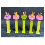 5 PEZ Disney Fairies Dispensers with Flower Bases